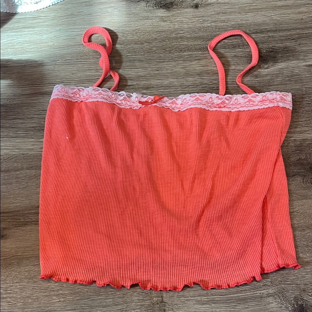 Coral Lace Trim Cami Top